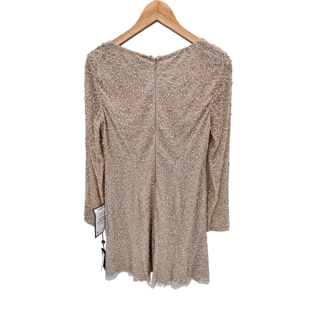 ADRIANNA PAPELL NWT Beaded Cocktail Dress AP1E208670 in Biscotti // 6 - Picture 12 of 14